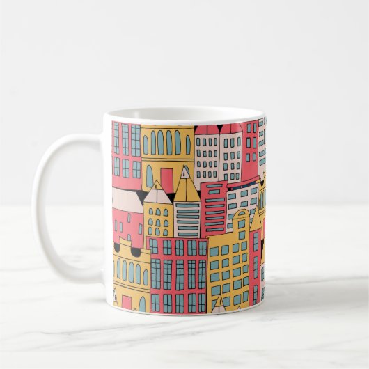 三角形ジオメトリ：カラフル抽象芸術背景 コーヒーマグカップ (左)