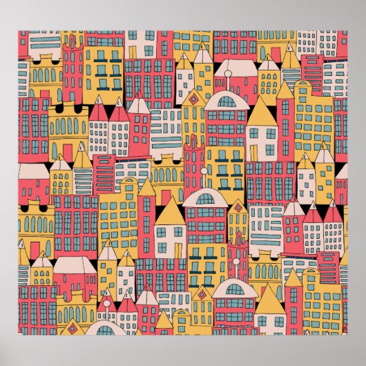 三角形ジオメトリ：カラフル抽象芸術背景 ポスター (正面)