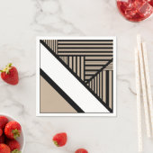 三角形ストライプのオプション – トープ、白黒 スタンダードカクテルナプキン (インサイチュ)