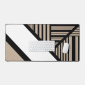 三角形ストライプのオプション – トープ、白黒 デスクマット (キーボード&マウス)