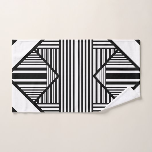 三角形ストライプの2 (白黒) バスタオルセット (ハンドタオル)