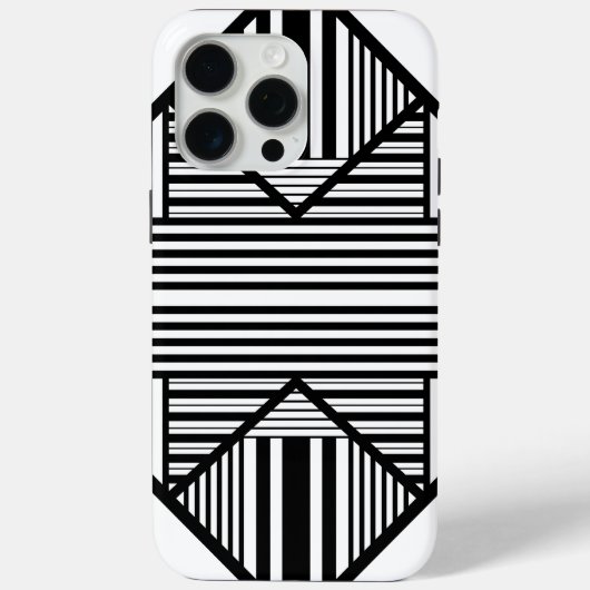 三角形ストライプの2 (白黒) Case-Mate iPhoneケース (裏面)