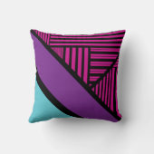 三角形ストライプの – ピンク、紫、青、黒 クッション (裏面)