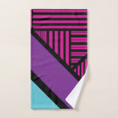 三角形ストライプの – ピンク、紫、青、黒 バスタオルセット (ハンドタオル)