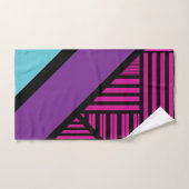三角形ストライプの – ピンク、紫、青、黒 バスタオルセット (ハンドタオル)