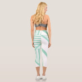 三角形ストライプの – ミントグリーンとホワイト カプリレギンス (裏面)