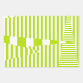 三角形ストライプの – ライムグリーンとホワイト ラッピングペーパーシート (正面)