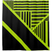 三角形ストライプの – ライムグリーン シャワーカーテン (正面)