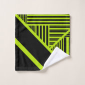 三角形ストライプの – ライムグリーン バスタオルセット (ウォッシュタオル)