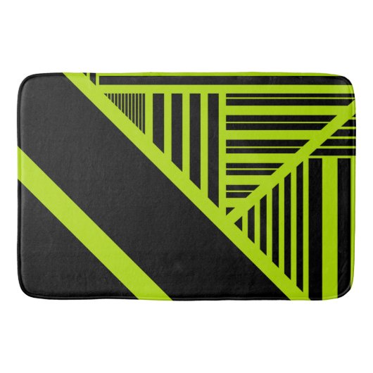 三角形ストライプの – ライムグリーン バスマット (正面)