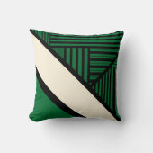 三角形ストライプの – 緑、クリーム、黒 クッション (正面)