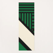 三角形ストライプの – 緑、クリーム、黒 ヨガマット (正面)