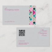 三角形ターコイズ明るい赤紫色グレーQR名刺 名刺 (正面/裏面)