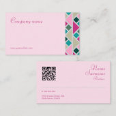 三角形ターコイズ明るい赤紫色ピンクQR名刺 名刺 (正面/裏面)