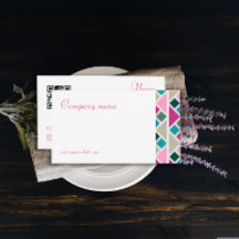 三角形ターコイズ明るい赤紫色QR名刺