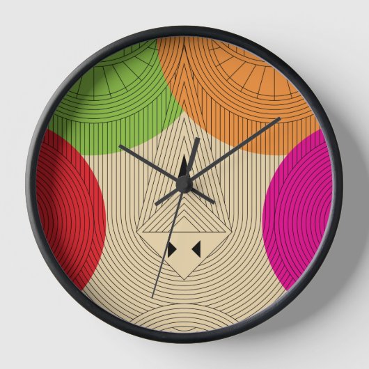 三角形トライバル 壁時計 (正面)