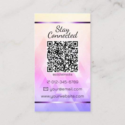 三角形パタエレガントーンハート写真QRコードロゴ 名刺 (裏面)