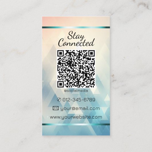 三角形パタエレガントーンハート写真QRコードロゴ 名刺 (裏面)
