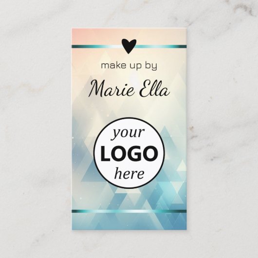 三角形パタエレガントーンハート写真QRコードロゴ 名刺 (正面)