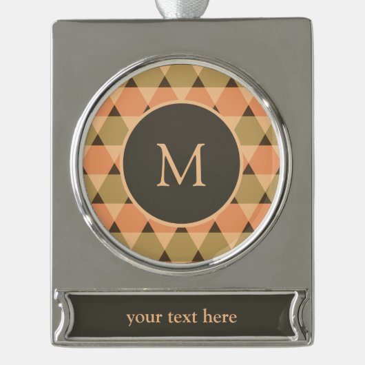 三角形パターン シルバープレートバナーオーナメント (正面)