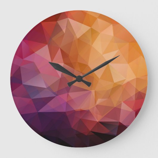 三角形モザイク：暗いヴィンテージ ラージ壁時計 (正面)