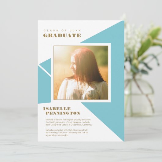 三角形モダングラフィック卒業 案内状 (スタンド正面)