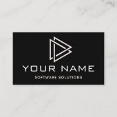 三角形モダン幾何学的ソフトウェアソリューションブラック 名刺 (正面)