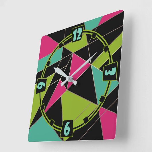 三角形抽象芸術プリント幾何学モード スクエア壁時計 (傾斜)