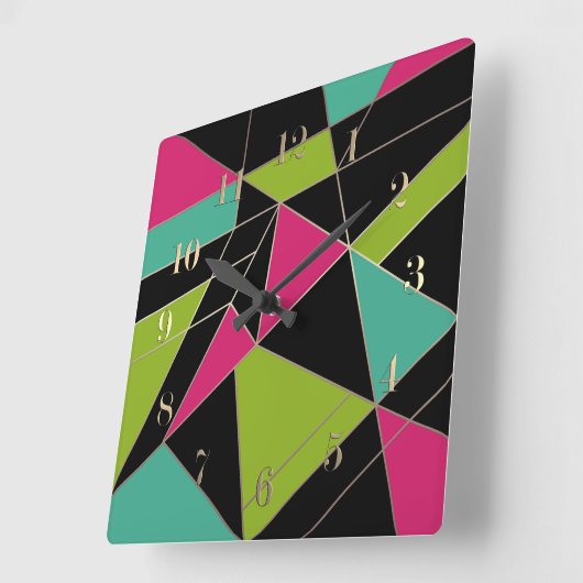 三角形抽象芸術プリント幾何学モード スクエア壁時計 (傾斜)