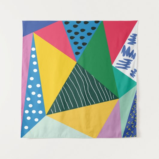 三角形抽象芸術:ジオメトリックヴィンテージデコール。 タペストリー (正面(横))