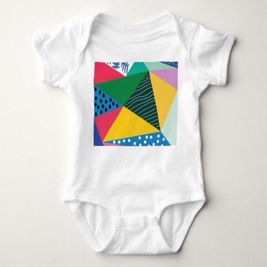 三角形抽象芸術:ジオメトリックヴィンテージデコール。 ベビーボディスーツ (正面)