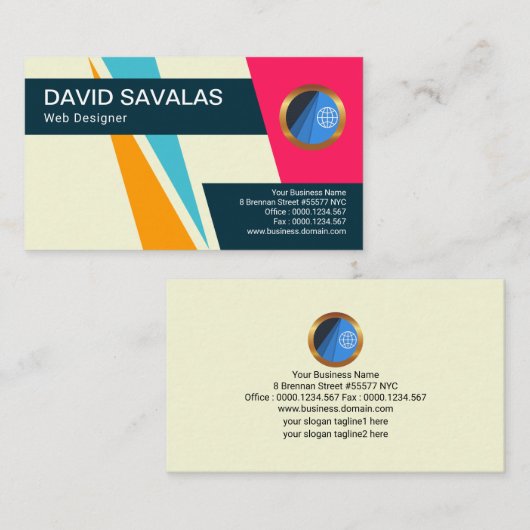 三角形矢印のダウンロードのアップロードくもの巣デザイナ 名刺 (正面/裏面)