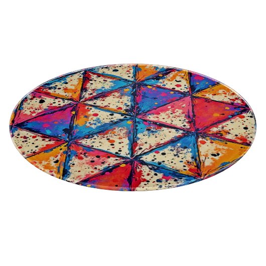 三角形鮮やか(ばちゃばちゃ)跳ねるアート カッティングボード (角)