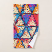 三角形鮮やか(ばちゃばちゃ)跳ねるアート バスタオルセット (ハンドタオル)