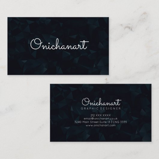 三角形3次元の最小主義の暗い大理石 名刺 (正面/裏面)