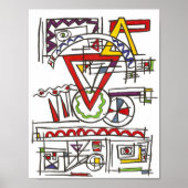 三角形 – バウハモダンウス幾何学的インクアート ポスター (正面)