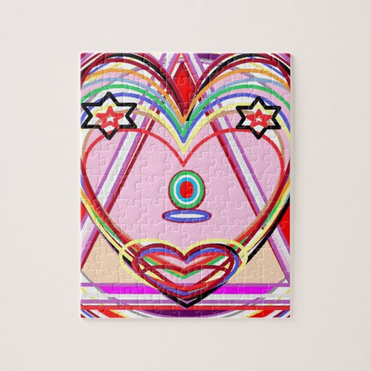 三角形-愛、キス、星の中のハート ジグソーパズル (縦)