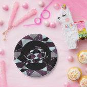 三角形 黒 灰色 白 マルーン アブストラクト ペーパープレート (パーティー)