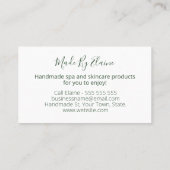 三角手ユニーク作り石鹸ロウソクスクラブバター 名刺 (裏面)