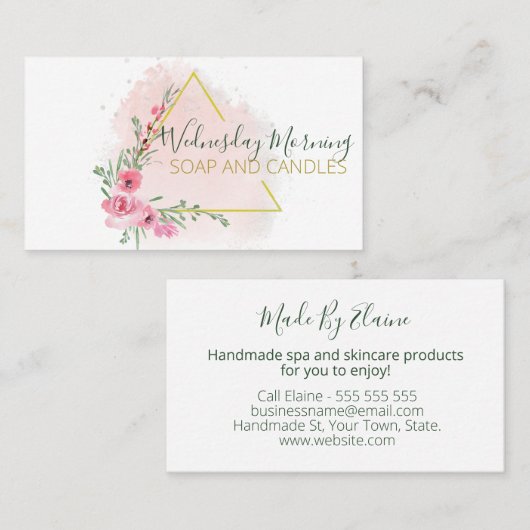 三角手ユニーク作り石鹸ロウソクスクラブバター 名刺 (正面/裏面)