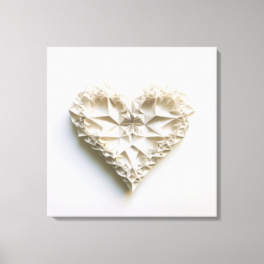 三角折り紙ハート キャンバスプリント (正面)
