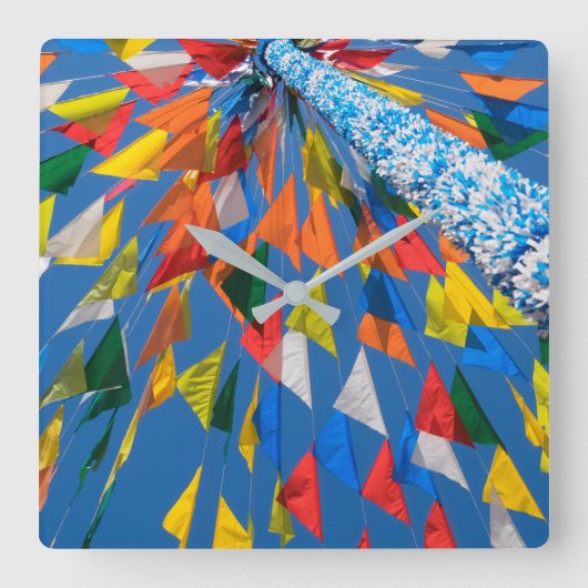 三角旗飾り スクエア壁時計 (正面)