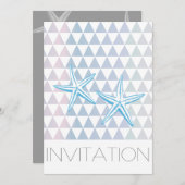 三角模様モダンのヒトデの結婚式が招待される 招待状 (正面/裏面)