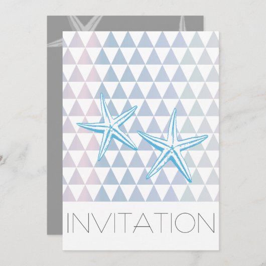 三角模様モダンのヒトデの結婚式が招待される 招待状 (正面/裏面)