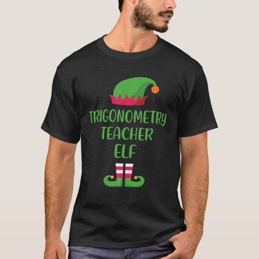 三角法先生小妖精や小人クリスマスファミリーマッチング Tシャツ (正面)