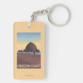 三角波の石のヴィンテージ旅行ポスター キーホルダー (裏面)