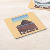 三角波の石のヴィンテージ旅行ポスター スクエアペーパーコースター (アングル)