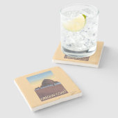 三角波の石のヴィンテージ旅行ポスター ストーンコースター (横)