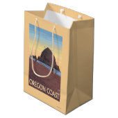 三角波の石のヴィンテージ旅行ポスター ミディアムペーパーバッグ (裏面アングル)