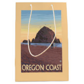 三角波の石のヴィンテージ旅行ポスター ミディアムペーパーバッグ (正面)